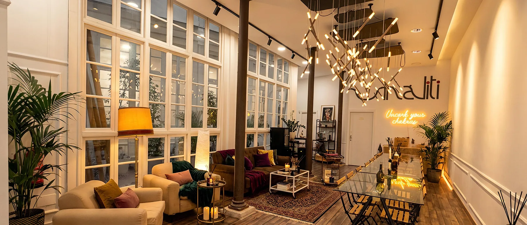 Sala principal de La Bodega del Masaje: espacio de estar en el centro de Málaga